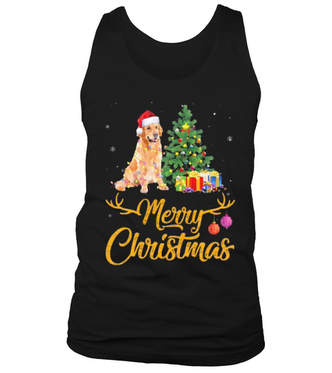 Cute Golden Retriever Dogs Merry Christmas Gift Decor Xmas Tank Top Unisex