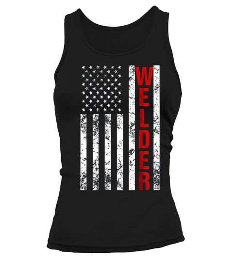 Vintage American Flag Welder Mig Gift Tank top Woman