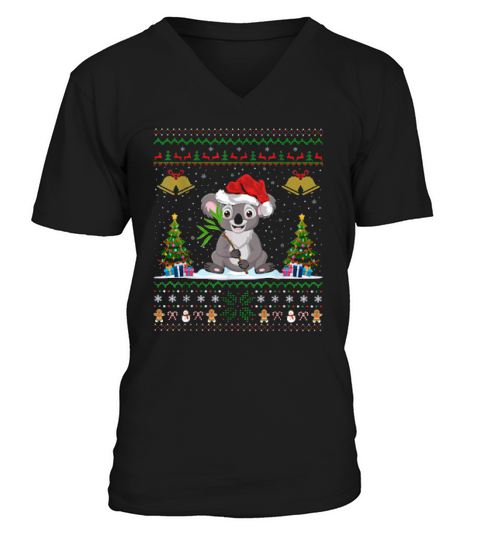 Funny Koalas Xmas Santa Hat Ugly Koala Christmas 2020 V-Neck T-shirt