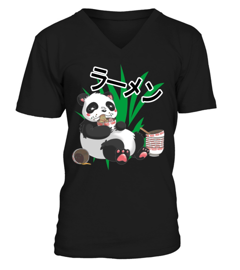 Panda Bear Ramen Noodle Bulking Funny V-Neck T-shirt
