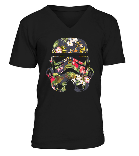 Tropical Stormtrooper Floral Print Graphic V-Neck T-shirt