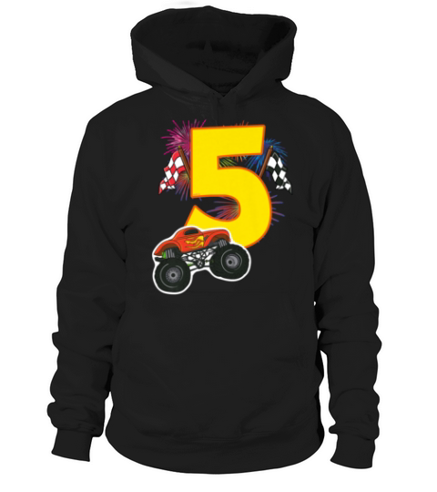 Kinder T-shirt Geburtstag 5 Jahre Junge Monster Truck Auto Hoodie Unisex