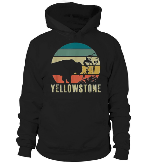 Yellowstone National Park Vintage Buffalo Bison Retro Gift Hoodie Unisex