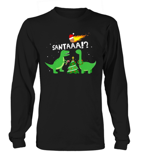 Cute Dinosaur Celebrate Christmas Santa Asteroid T-shirt Long sleeved Unisex