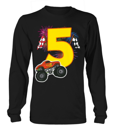Kinder T-shirt Geburtstag 5 Jahre Junge Monster Truck Auto Long sleeved Unisex