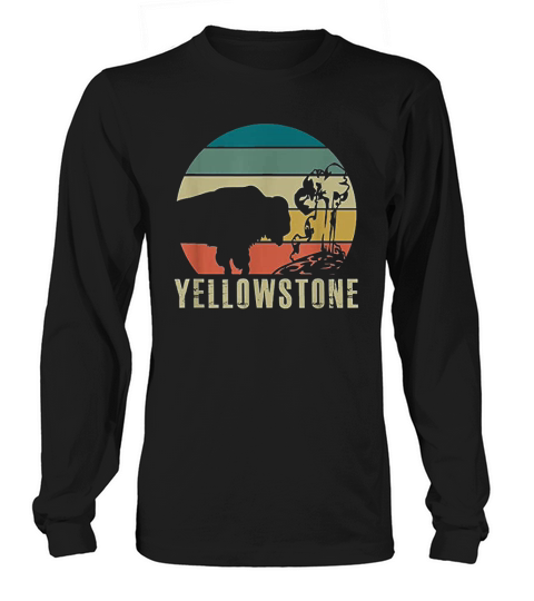 Yellowstone National Park Vintage Buffalo Bison Retro Gift Long sleeved Unisex