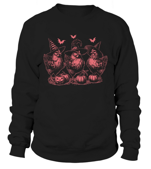 Chicken Witches Funny Halloween D Red Sweatshirt Unisex