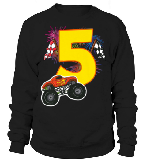 Kinder T-shirt Geburtstag 5 Jahre Junge Monster Truck Auto Sweatshirt Unisex