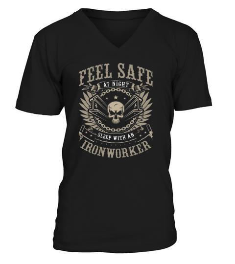 Ironworker Feel Safe At Night Construction Worker V-Neck T-shirt