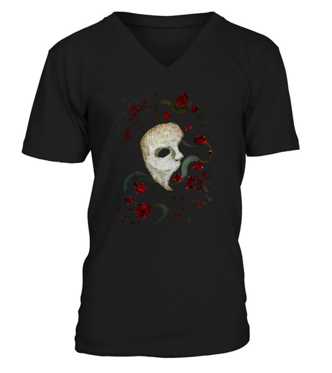 Phantom Of The Opera Mask And Roses V-Neck T-shirt
