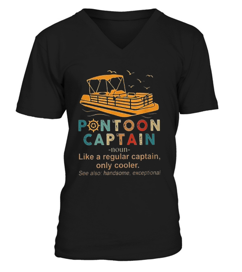 Vintage Pontoon Captain Definition V-Neck T-shirt