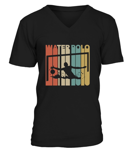 Vintage Style Water Polo Silhouette V-Neck T-shirt