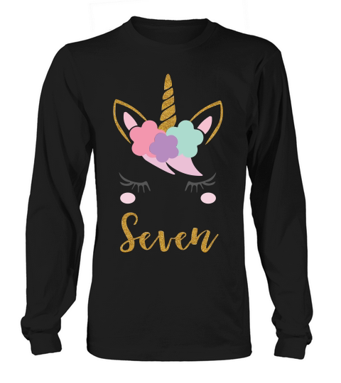 Kids Unicorn Birthday 7th Birthday Outfit, Unicorn Gift T-shirt Long sleeved Unisex