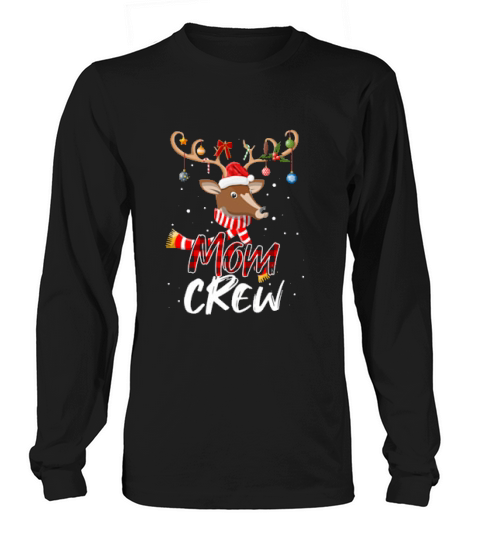 Mom Crew Christmas Santa Hat Reindeer Matching Pajama Long sleeved Unisex