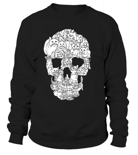 Cat Skull Halloween Funny Goth Punk Emo Graphic Gift Sweatshirt Unisex