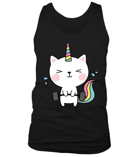 Cat Unicorn Workout Gym Rainbow Caticorn Cute Shirt Tank Top Unisex