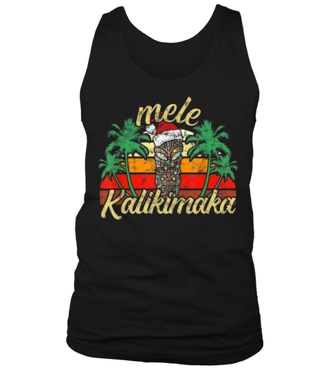 Christmas Mele Kalikimaka Tiki Santa Hat Hawaii T-shirt T-shirt Tank Top Unisex