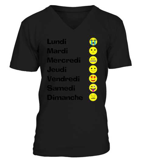 Days of the Week in French with Emojis V-Neck T-shirt