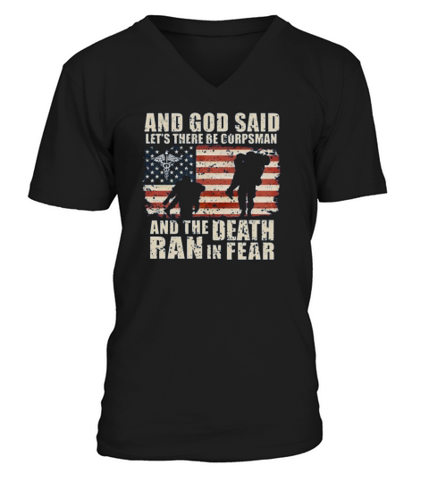 devil us navy corpsman soldier with us flag V-Neck T-shirt