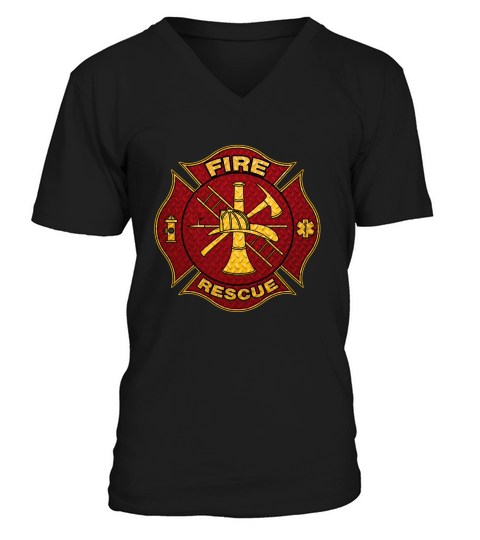 Diamond Plate Steel Firefighter Maltese Cross T-shirt V-Neck T-shirt