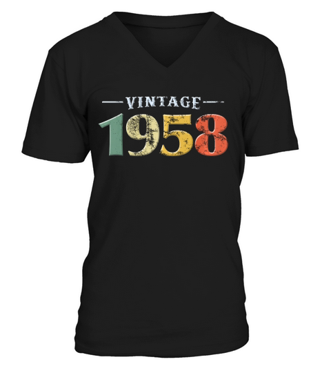 Made In 1958 Vintage 61st Birthday Groovy Colors T-shirt V-Neck T-shirt