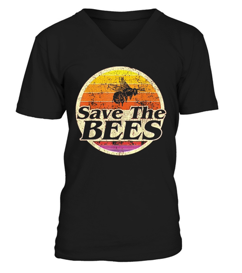 Save Bees Women Men Vintage Retro Distressed V-Neck T-shirt