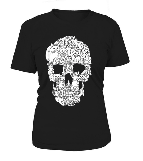 Cat Skull Halloween Funny Goth Punk Emo Graphic Gift Women's T-Shirt
