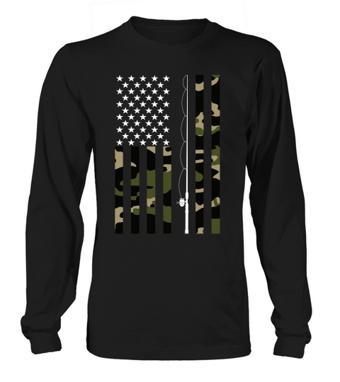 Camo US Flag Fisherman Vintage Fishing Patriotic Angler Long sleeved Unisex