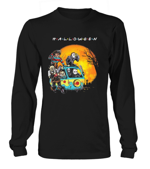 Horror Character In The Car Friends Happy Halloween Long sleeved Unisex