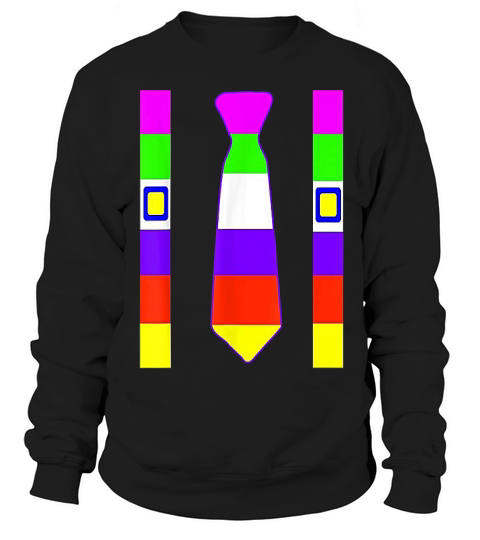 Colorful Tie Suspenders 80s Party Halloween Party Sweatshirt Unisex