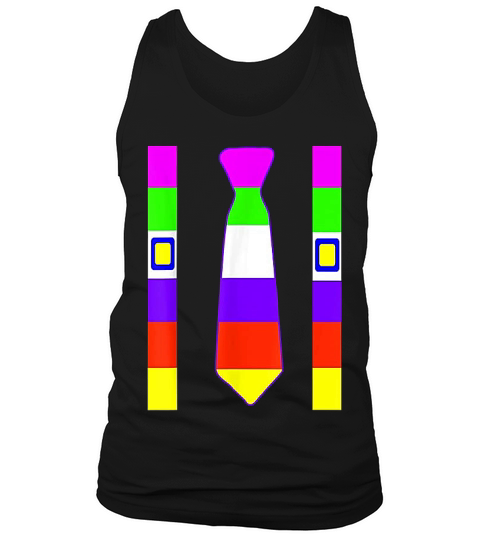 Colorful Tie Suspenders 80s Party Halloween Party Tank Top Unisex