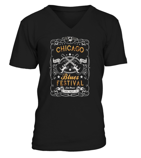 Chicago Blues Festival Blues Guitar T-Shirt V-Neck T-shirt