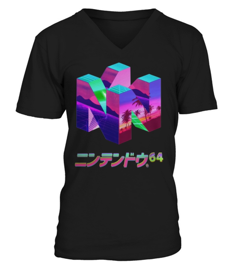 NINTENDO 64 VAPORWAVE N64NINTENDO64 CONSOLE GAME VAPORWAVE VAPOR VAPE WAVE RETRO V-Neck T-shirt