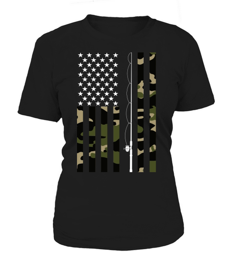 Camo US Flag Fisherman Vintage Fishing Patriotic Angler Women's T-Shirt