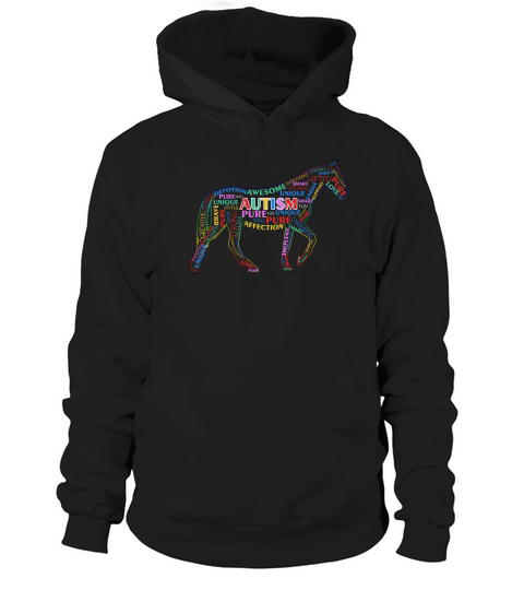 Horse Autism Awareness Word Art Horse Autism Support Hoodie Unisex