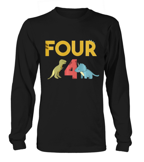 Dinosaur 4th Birthday Four Year Old Boy Party T-shirt Long sleeved Unisex