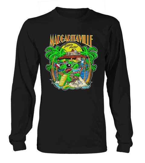 Margaritaville Gator on Beach with Parrot Tee T Shirt Long sleeved Unisex