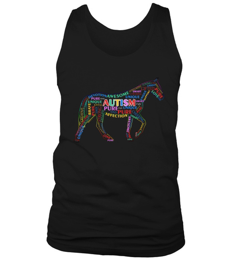 Horse Autism Awareness Word Art Horse Autism Support Tank Top Unisex