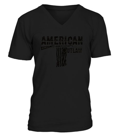 American Outlaw Military Green V-Neck T-shirt