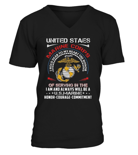 USMC Marine Corps Veteran V-Neck T-shirt