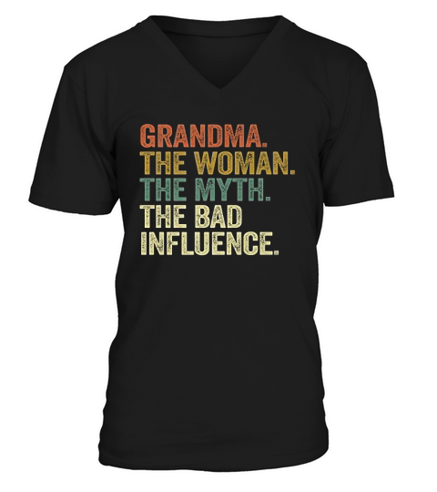 Vintage Cool Funny Grandm Myth Bad Influence A V-Neck T-shirt