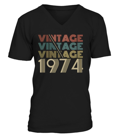 Vintage Legends Born In 1974 Aged 44 Years Old Being Awesome V-Neck T-shirt