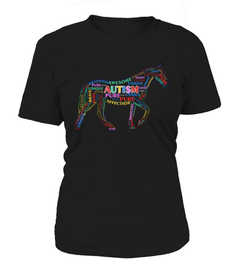 Horse Autism Awareness Word Art Horse Autism Support Women's T-Shirt