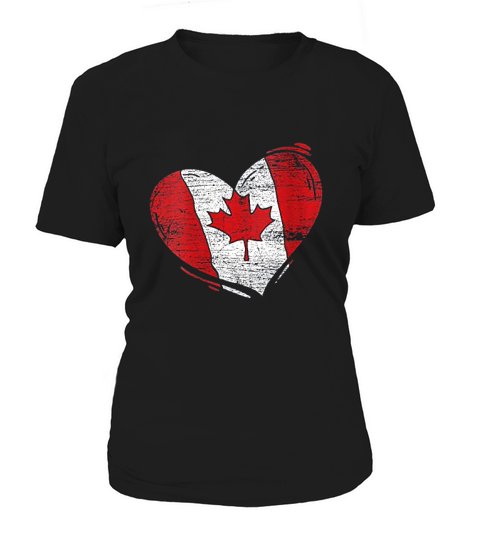Love Heart Canadian Maple Leaf Canada Flag Women's T-Shirt
