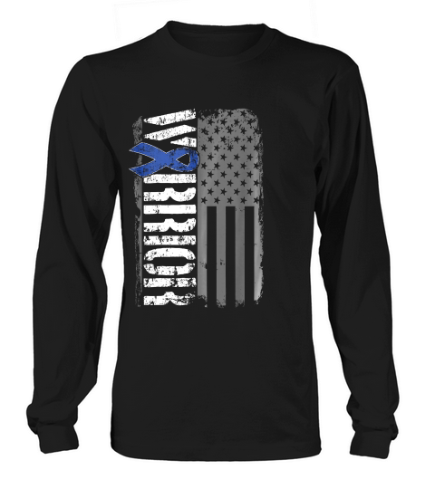 Colon Cancer Warrior Colorectal American Flag T-shirt Long sleeved Unisex