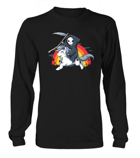 Death Is Magic - Unicorn Grim Reaper Rainbow Long sleeved Unisex