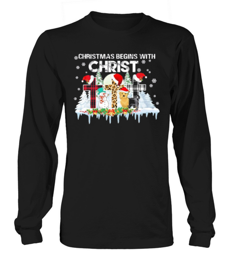 Yorkie Christmas Begins With Christ Costume Xmas Long sleeved Unisex