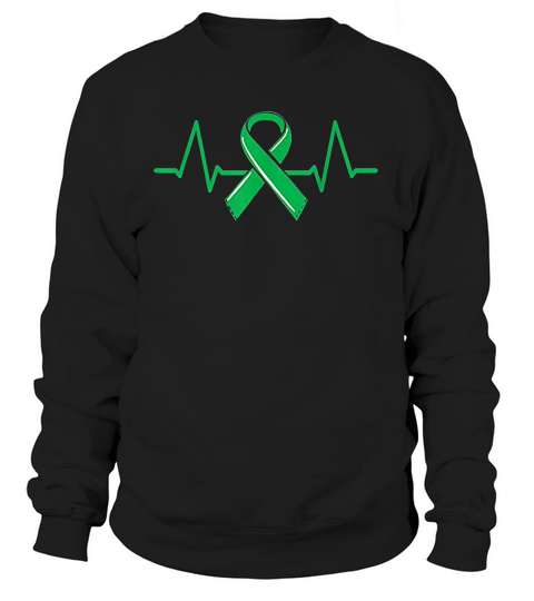 Kidney Donor Heartbeat  Organ Green Ribbon Awareness Sweatshirt Unisex