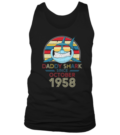 Mens Retro Vintage Daddy Shark Since October 1958 Tank Top Unisex