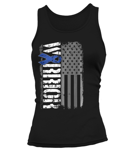 Colon Cancer Warrior Colorectal American Flag T-shirt Tank top Woman